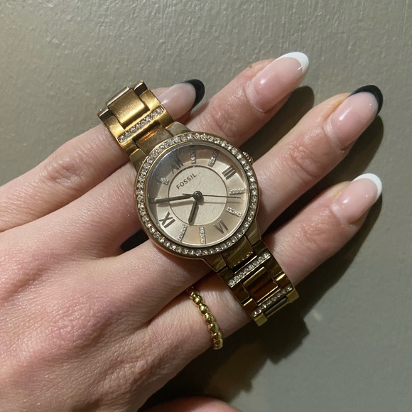 Fossil Accessories - FOSSIL rose gold watch with diamonds